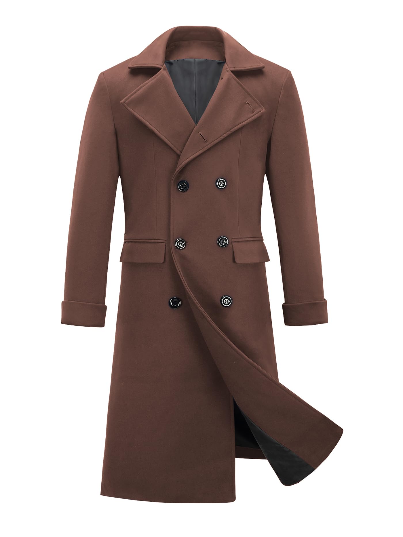 Men's Double Breasted Long Trench Coat