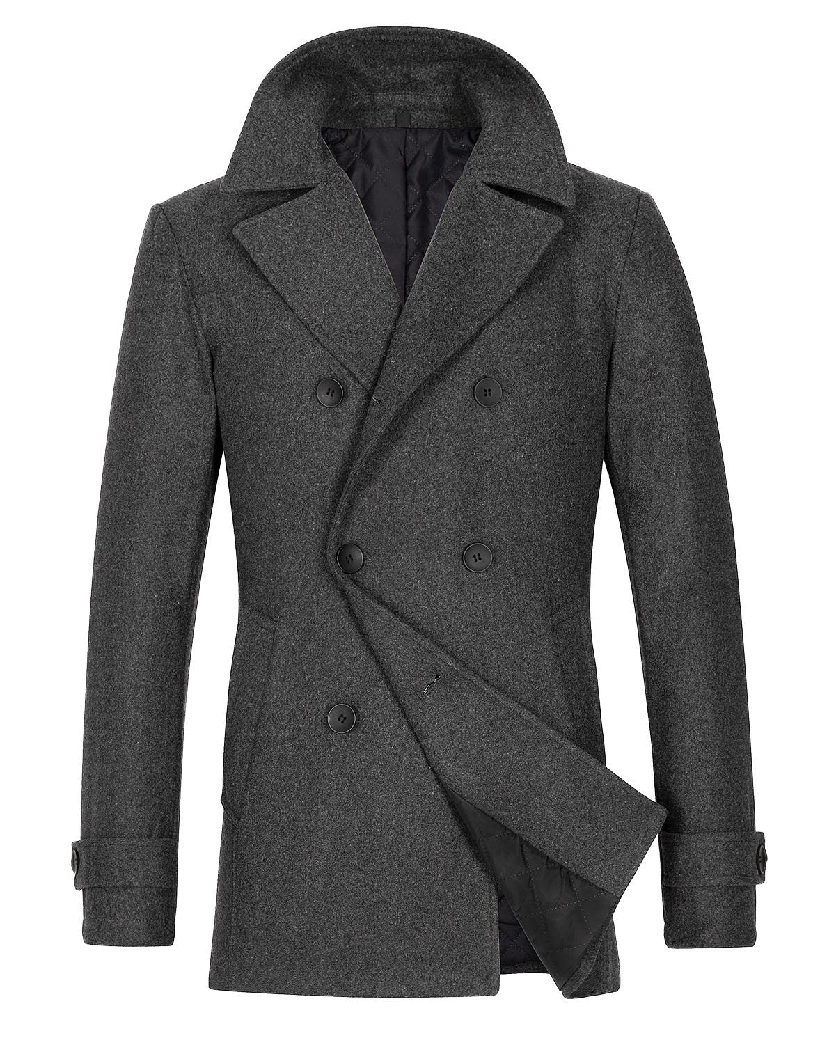 Men’s Double Breasted Wool Blend Pea Coat