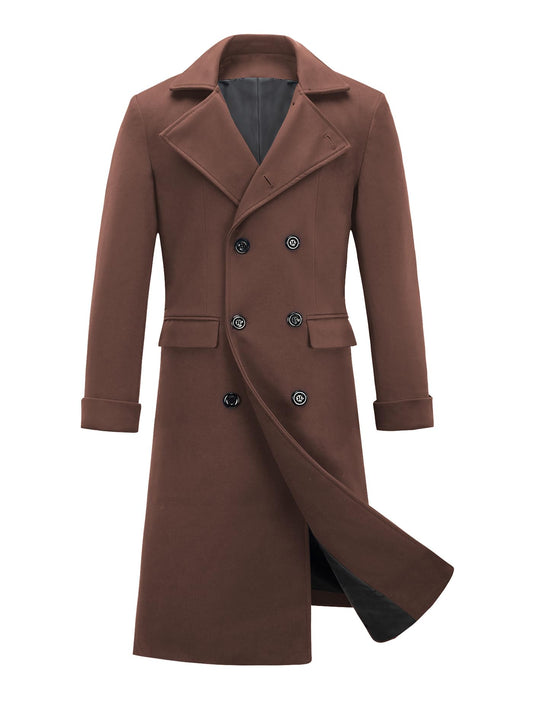 Men's Double Breasted Long Trench Coat