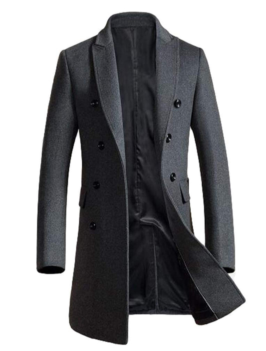 Men's Double Breasted Wool Trench Coat