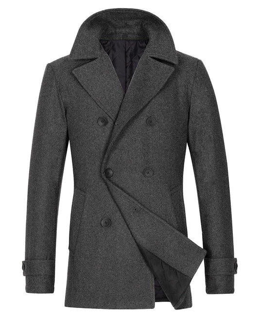 Men’s Double Breasted Wool Blend Pea Coat